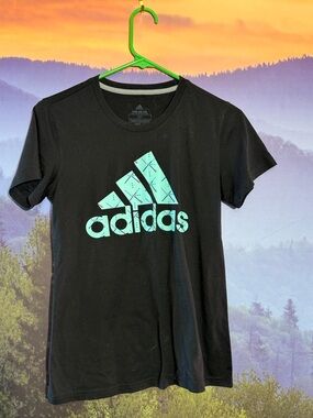 adidas Black T-Shirt with Mint Graphic Logo